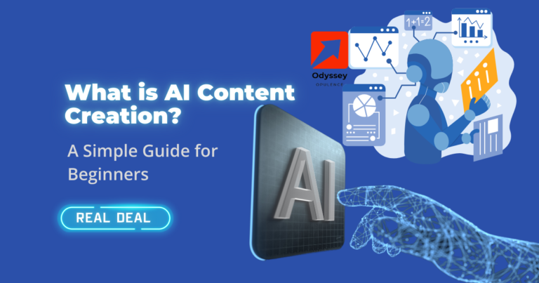 No-BS guide to AI content creation featuring modern artificial intelligence visual elements